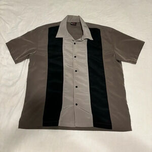 Daddy-O’s Gray Button Up Collared Shirt Medium Made in USA bowling
